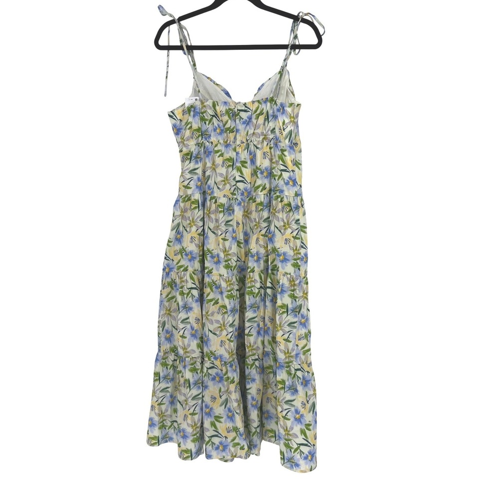 ASTR the Label Cream Blue Floral Tie Strap Tiered Maxi Dress Small NWT - Picture 4 of 12